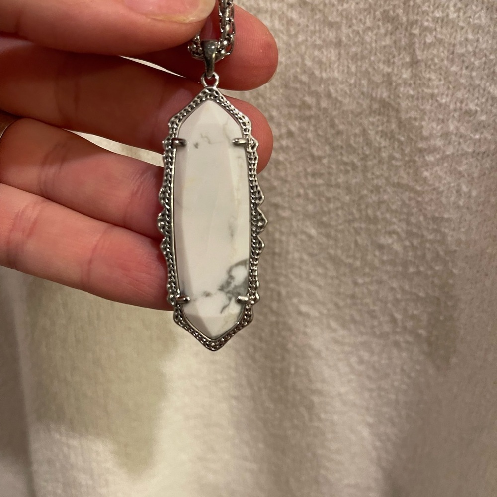 Kendra Scott Silver Necklace with White Stone